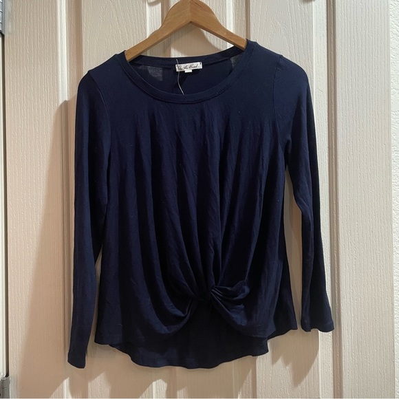 New Anthropologie Agency Twist Front Long Sleeve Top by On the Road Navy XSP NWT - Picture 5 of 8